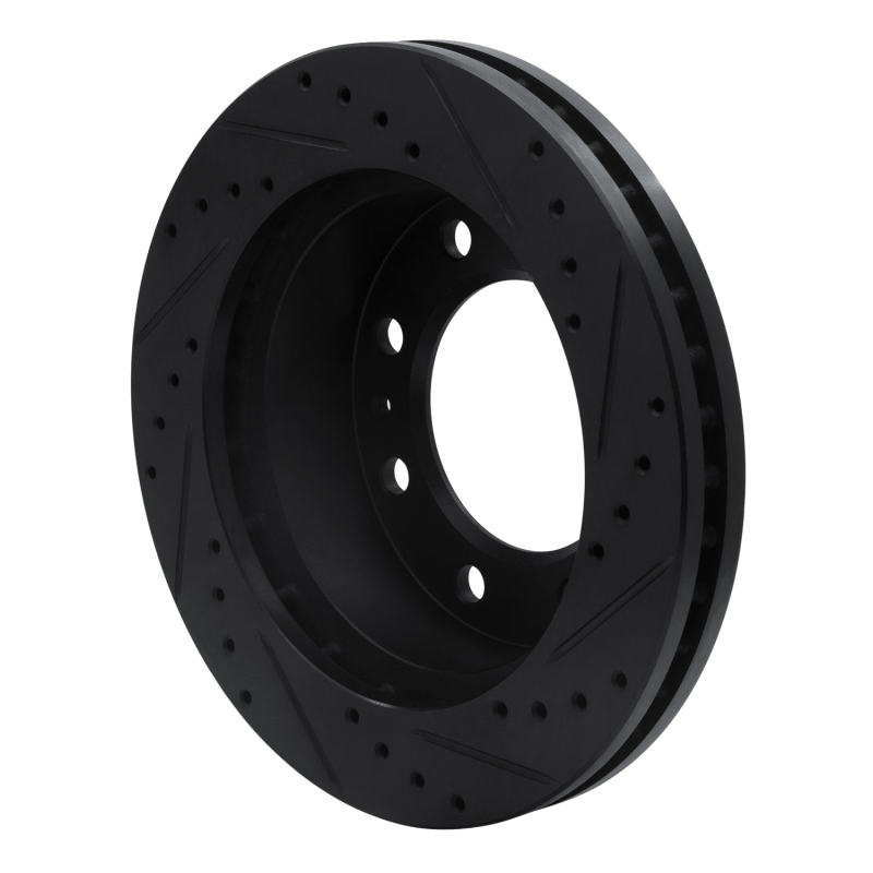 Chevrolet Silverado 3500 Brake Rotor (1) - Front Left - R1 Concepts - Drilled & Slotted - Black - `01-`25